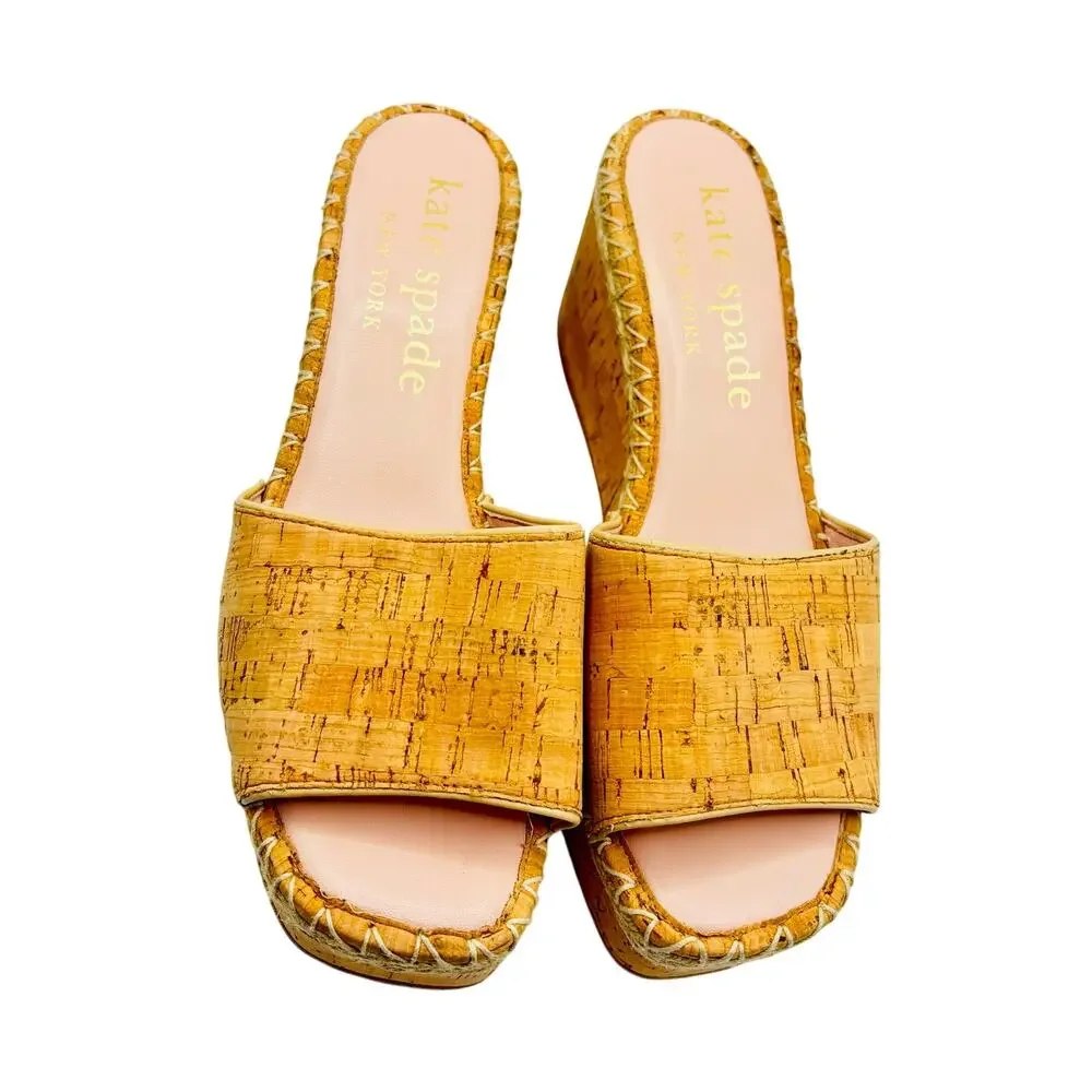 Kate Spade Cosette Slide all Natural Cork wedges Sandals heels sz 11